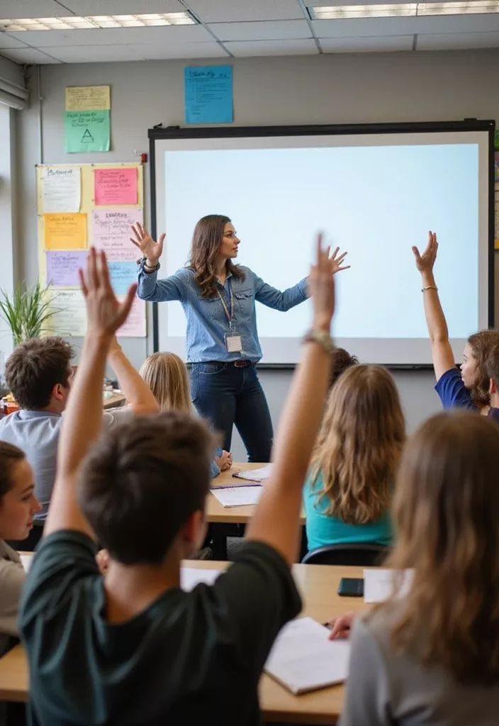 Alunos levantando a mão pra responder uma pergunta